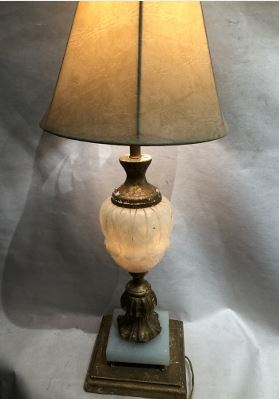 Antique Carved Alabaster Lamp